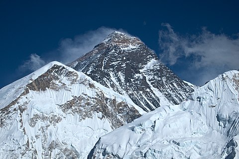 View of Mount Everest from the south ridge of Mount Pumori.